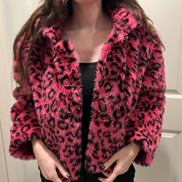 Leopard print hot pink jacket NWOT - Picture 1 of 5